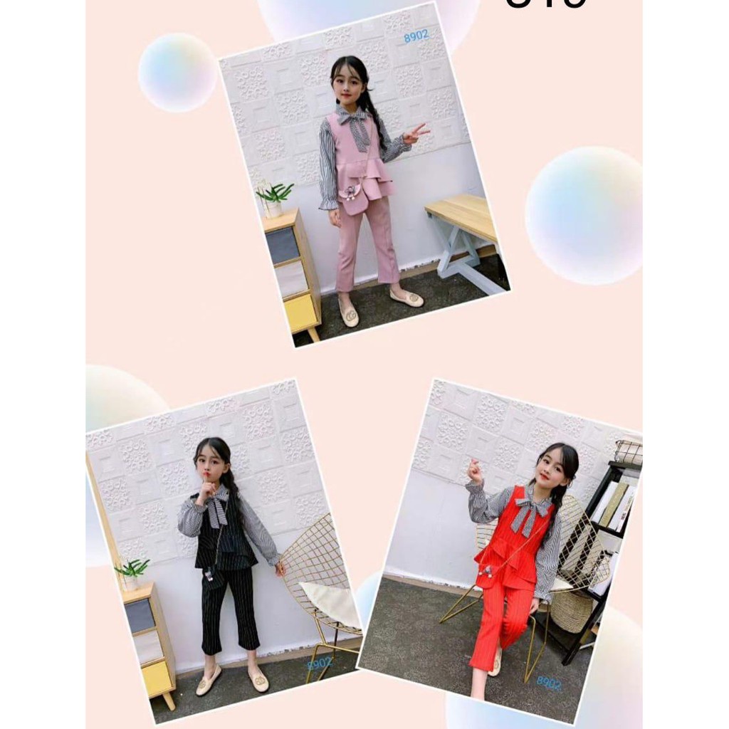 B179 - Setelan Baju Anak CEwek Import / Baju anak Perempuan 3in1 Korea Style