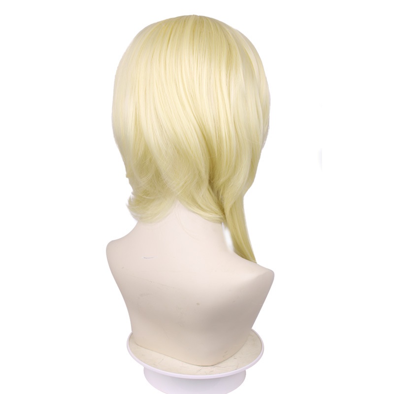 Genshin Karakter Traveller Kosong Neon cos Wig Golden Big Scalp Reverse Styling Tutup Kepala