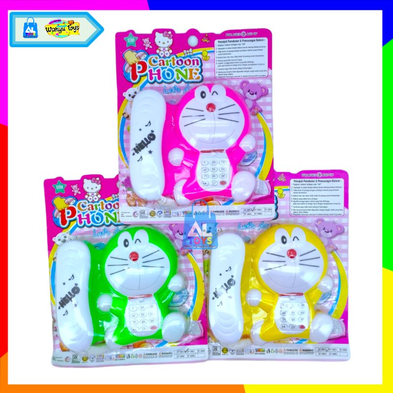 MAINAN ANAK-ANAK TELFON RMAH KARAKTER MAINAN TELEPON RUMAH / GAJAH / HELLO KITTY / BERUANG / DORAEMON