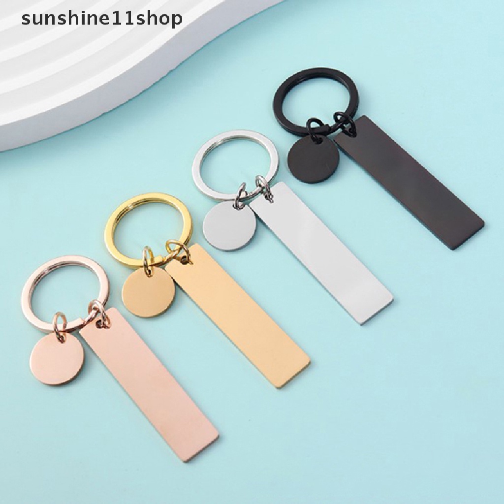 Sho 1pc Strip Bar Gantungan Kunci Cermin Polish Stainless Steel Stamping Kosong Keychain Untuk DIY Name Engrave Tag Keychain N