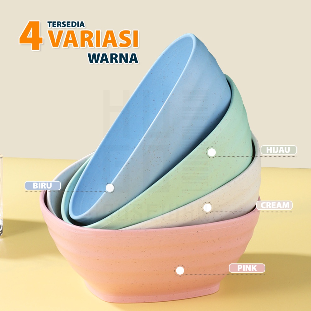 HUGO Mangkuk Sup Segi Jerami 15 cm Mangkuk Plastik Tebal Wheat Straw Bowl Tahan Panas