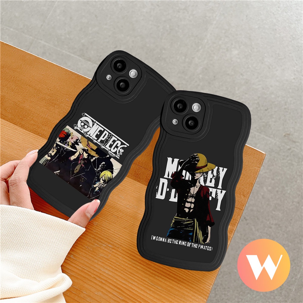 Anime One Piece Case Vivo Y02 Y22 Y02s Y11 Y12s Y21 Y15s Y35 Y33s Y15 Y17 Y16 V25E Y22s Y15A Y12i Y50 Y21s Y12 Y20 V20 Y30 Y91C Y91 V25 V21 Y93 Wavy Edge Kartun Luffy Soft Cover