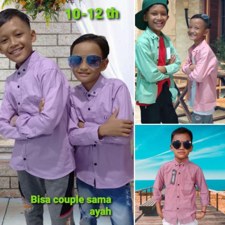 HOT SALE KEMEJA ANAK COWOK WARNA LILAC,LAVENDER,DUSTY USIA 10-12 TH