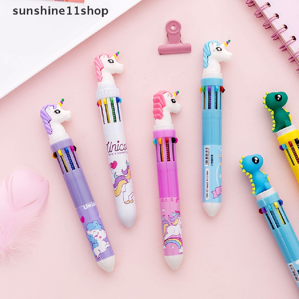 Sho 10warna Bolpoin Unicorn Warna Warni Ball point Pulpen Wrig Lucu Alat Tulis Kantor Sekolah Papelaria Escolar N