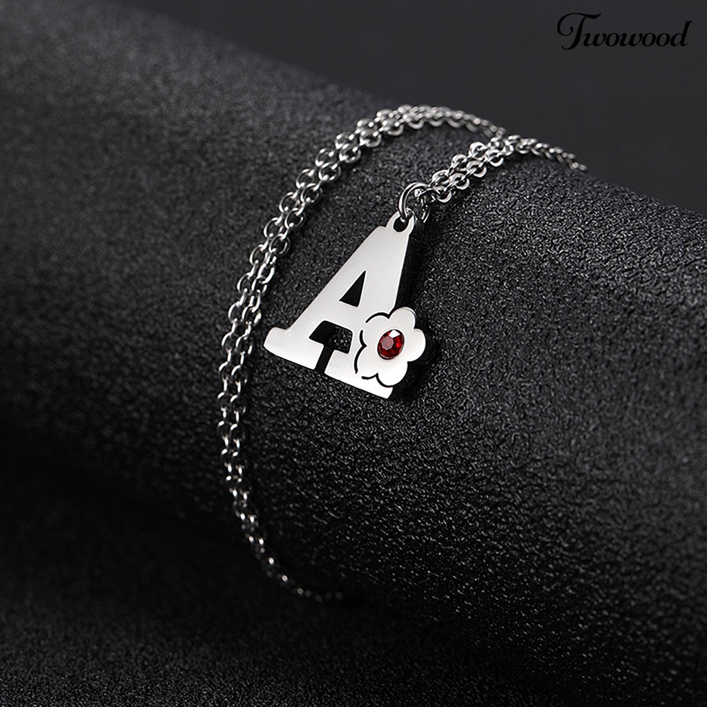 Twowood Alphabet Necklace Desain Sederhana Semua Pertandingan Friendly Dengan Kulit Bebas Alergi Mudah Dipakai Hias Bahan Titanium Steel Unisex A-Z Huruf Kapital Liontin Kalung Hadiah Untuk Pria