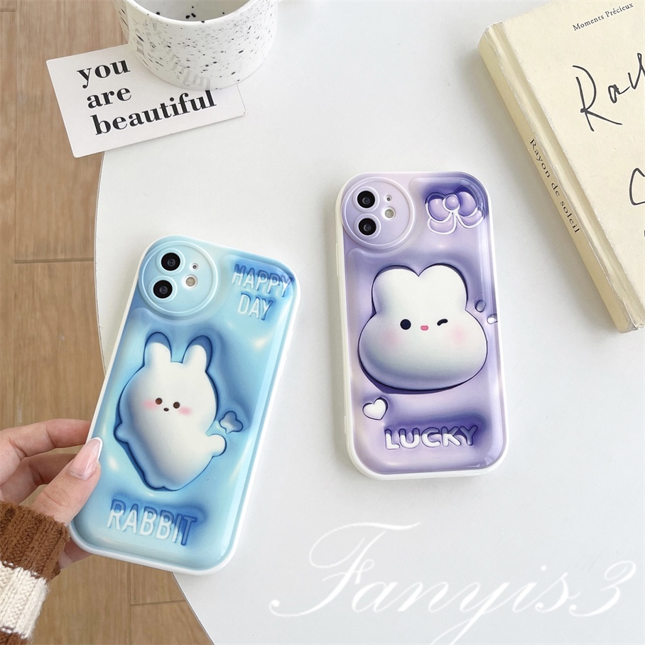 Redmi A1 10C 10A 10 9 9A 9C 9T Note 11 Pro+11s 11 10s 10 9s 9 8 Pro Poco X4Pro X3Pro Mi 11 Lite 11T 10TPro 12Pro Lucky Rabbit 3D Vision Phone Case TPU Soft Cover Pelindung