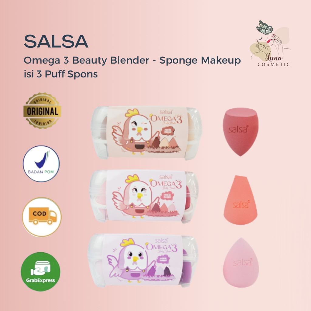 SALSA Omega 3 Beauty Blender - Sponge Makeup isi 3 Puff Spons