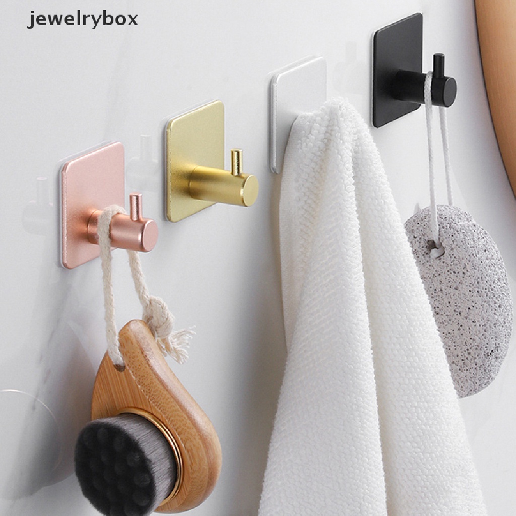 [jewelrybox] Kait Dinding Perekat Dipasang Kunci Pintu Kain Mantel Kamar Mandi Gantungan Gamis Peralatan Dapur Rak Rak Tas Hook Organizer Untuk Butik Gantung