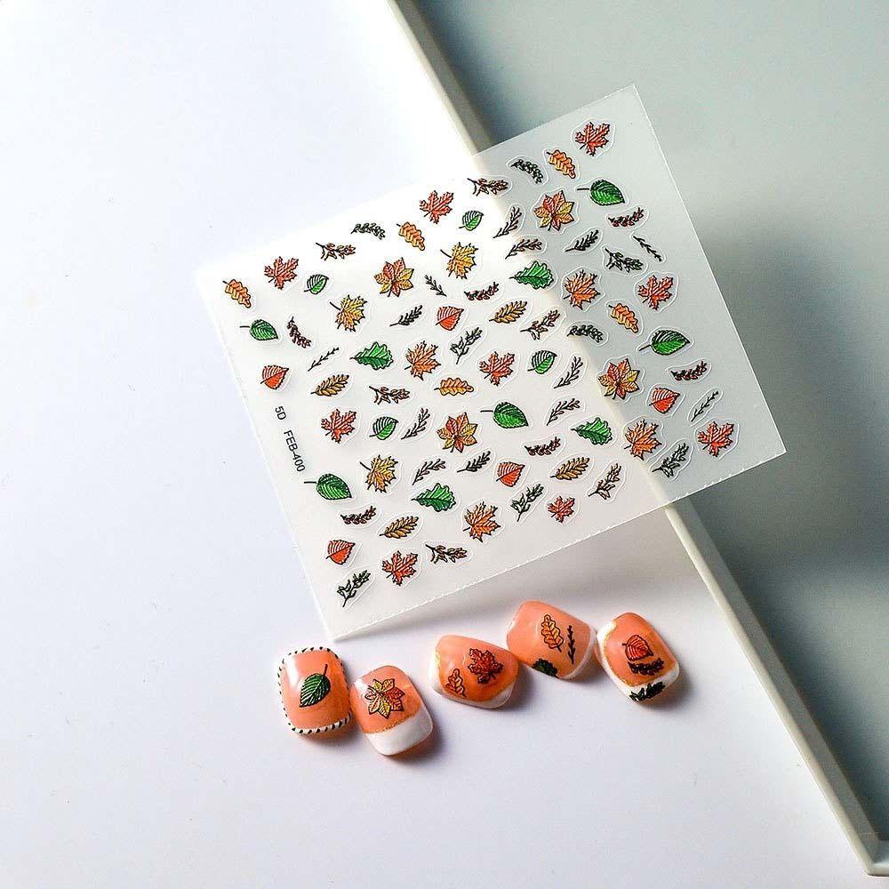 Mxbeauty Stiker Kuku Kupu-Kupu Fashion Self Adhesive Maple Leaves Rose Coccinella Septempunctata Nail Art Dekorasi