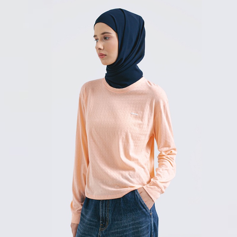 3Second Original Kaos Wanita Polos Lengan Panjang 100% Cotton Katun Tshirt Basic Pink 031122