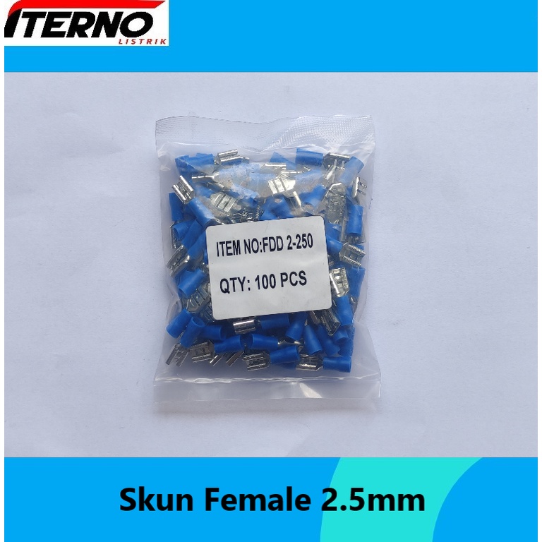 Skun Kabel Insulated Female Disconnects 2.5mm FDD 2-250 Biru