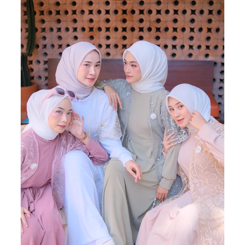 SARAHAYU DRESS SET BRUKAT OUTER 2 IN 1 - DRESS MAXI LEBARAN ELEGANT MEAH