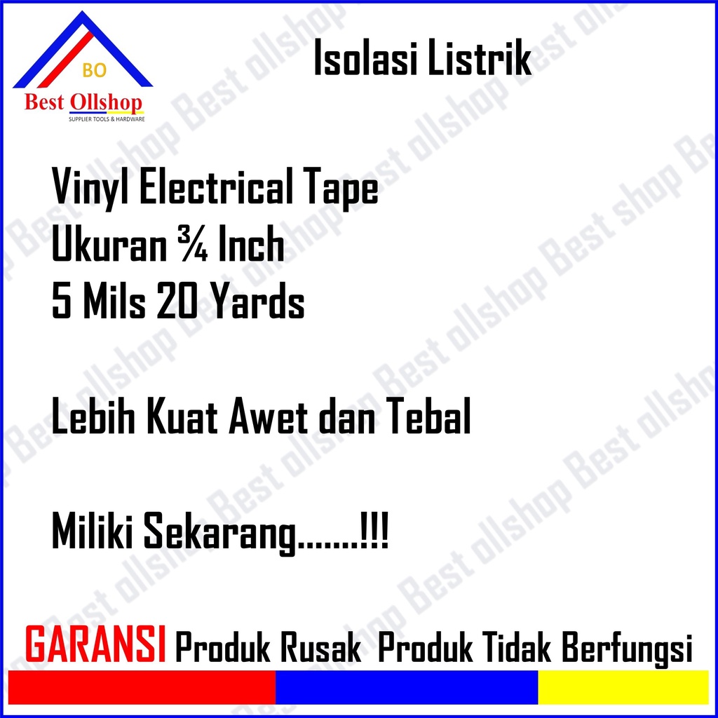 Isolasi Listrik Hitam Solatip Selotip / Solasi Isolasi Listrik National 20 Yard Harga 1pcs / 1biji