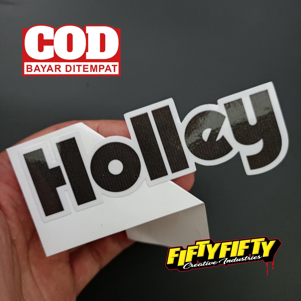 Stiker Print Cut HOLLEY Stiker Printing Laminasi Glossy Stiker Motor Mobil Helm Sudah Membentuk Pola Desain