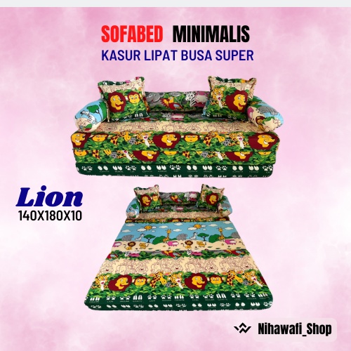 Sofa Bed Minimalis Motif Kartun Anak Kasur Lipat Kursi Ruang Tamu Busa Tebal 10 Cm