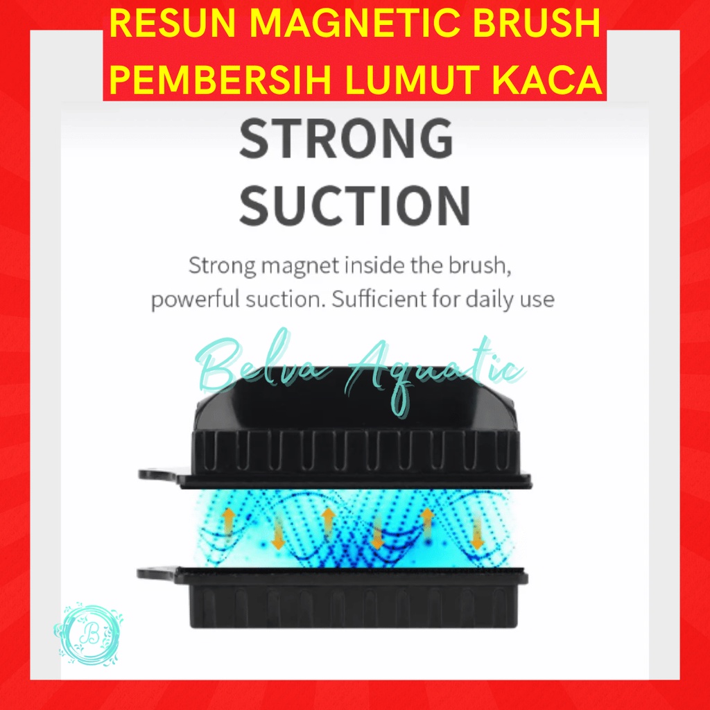 RESUN MAGNETIC BRUSH LARGE Sikat Sinking Magnet Pembersih Lumut Kaca Alga Algae Cleaner Aquarium Aquascape Ukuran Besar MB-L