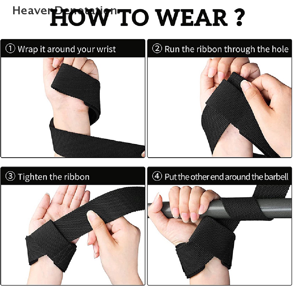 [HeavenDenotation] Weight lifg Wrist straps Fitness Bodybuilding Training Gym CrossFit lifg straps Dengan Non Slip Flex Gel Grip HDV