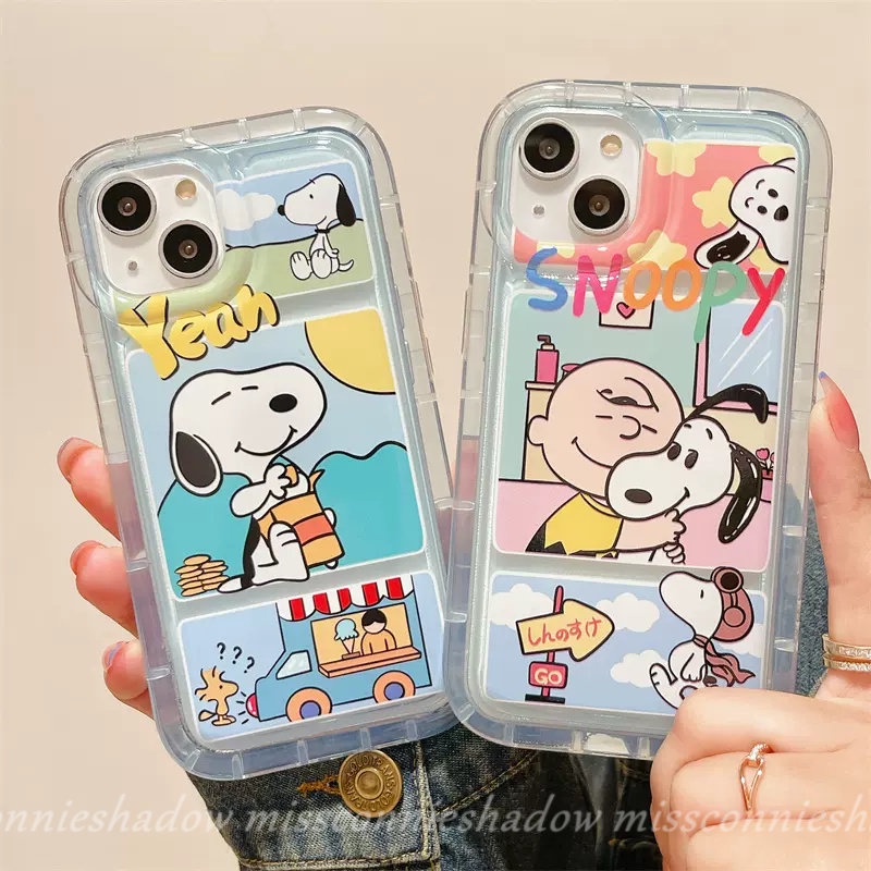 Kartun Lucu Snoppy Charlie Brown Case Untuk Redmi10 9A 10A 9T A1 9C NFC Redmi 10 Note10s Note9 Note11 Note10 Note9 10s 11 11s Airbag Shockproof Anti-Jatuh Lembut Tpu Cover Case