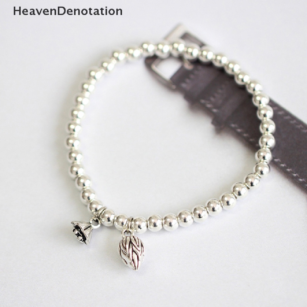 [HeavenDenotation] Warna Perak Fashion Gelang Manik Bulat Sederhana Untuk Wanita Gadis Punk Hip-Hop Trendi Perhiasan Aksesoris Hadiah Perhiasan Pasangan HDV