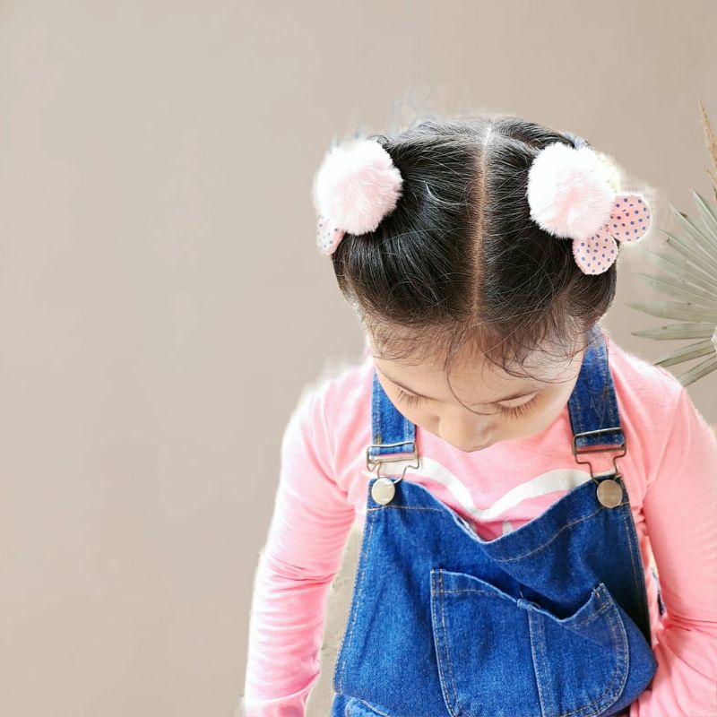 jepit anak lucu Jepit Rambut Anak Pompom Telinga Kelinci jepit rambut bulu