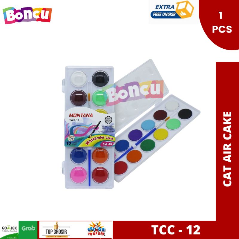 

Cat Air Montana 12Warna / WaterColor Cake alat tulis murah TCC-12 [ 1 SET ]