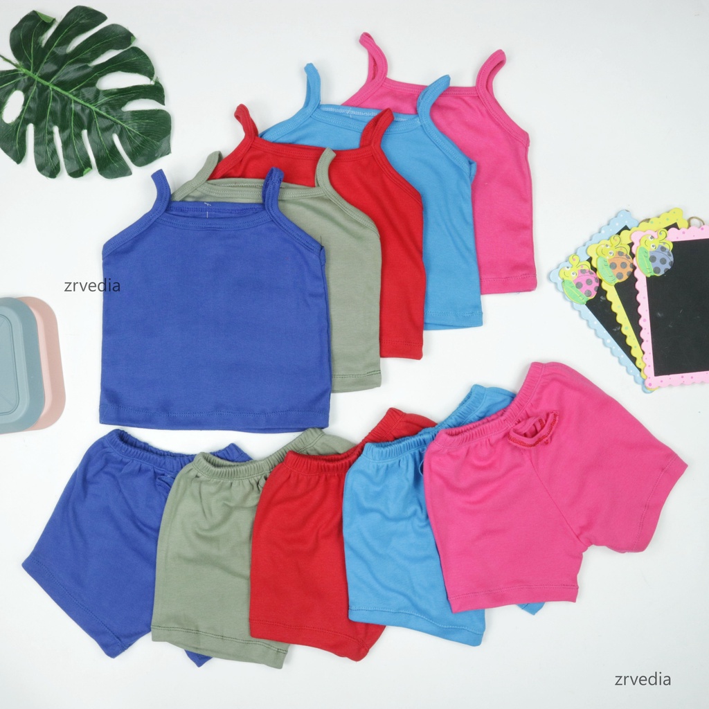 Set Azura uk Bayi 3-12 Bulan / Setelan Tanktop Celana Pendek Anak Perempuan Baju Anak Baby Polos Kiosbalitaaprillia