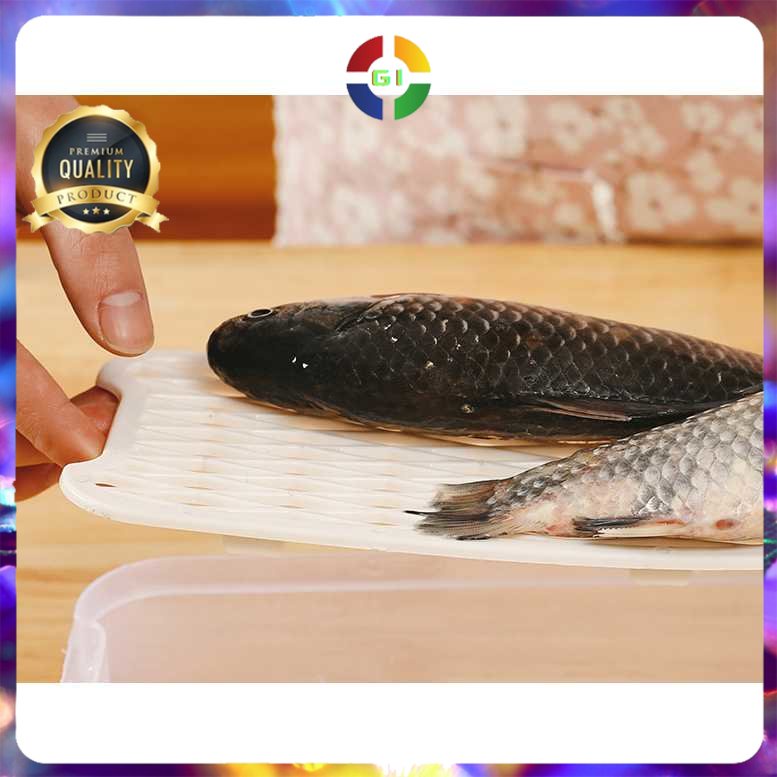 Kotak Kontainer Penyimpan Makanan Kulkas Serbaguna Kitchen Storage Food Box with Drain Hole White
