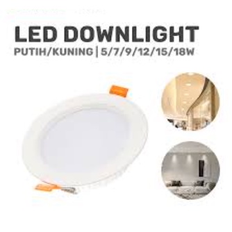 Lampu Downlight LED Panel White Putih Warm White Kuning 5w 7w 9w 12w 15w 18w Bulat Inbow 5 7 9 12 15 18 w watt