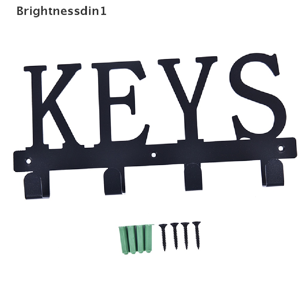 [Brightnessdin1] Gantungan Kunci Vintage Kait Penyimpanan Tempel Dinding Abu-Abu Rak Besi Gantungan Shabby Chic Butik