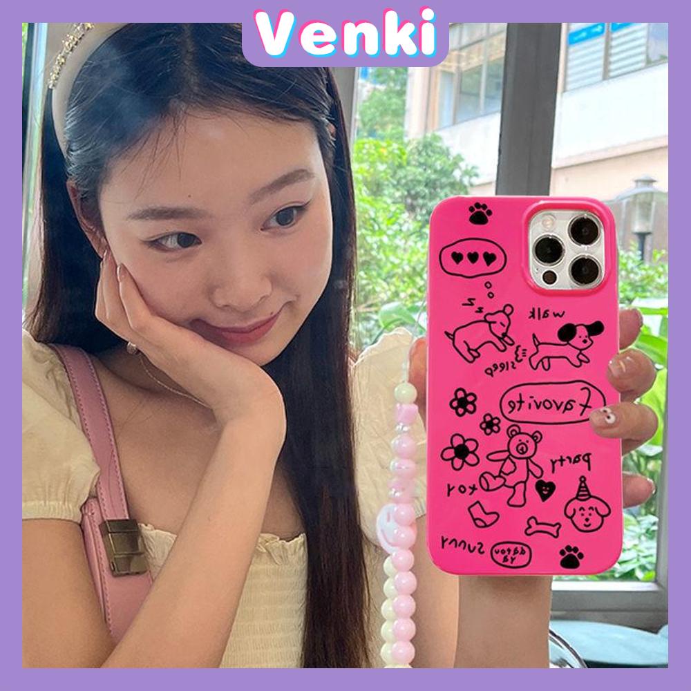 iPhone Case Soft TPU Glossy Pink Candy Case Cute Graffiti Dog Camera Protection Shockproof For iPhone 14 13 12 11 Pro Max 7 8 Plus X XR