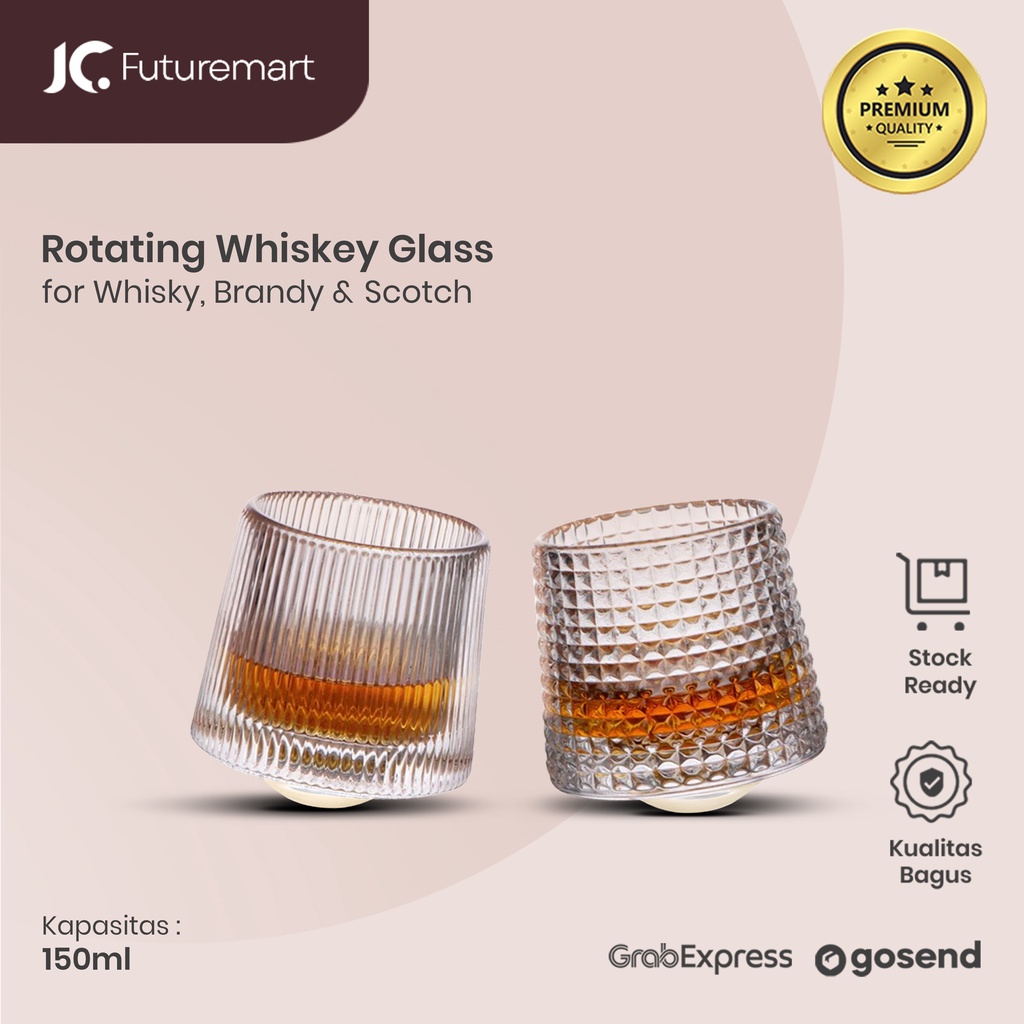 GELAS KACA WHISKY ROTATING WHISKEY SCOTCH BRANDY CRYSTAL GLASS