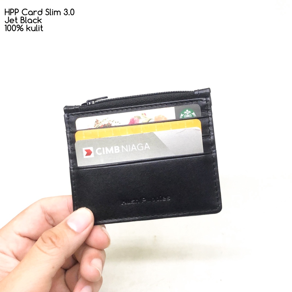dompet kartu hushpuppies card slim 3.0 jet black premium quality dompet pria dompet kulit