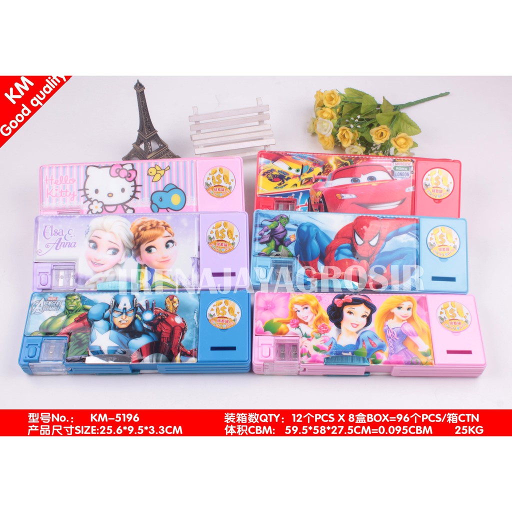 

Terlaris ✨ -PENCIL BOX CASE KOTAK PENSIL CELENGAN MOTIF HELLO KITTY CINDERELLA ELSA ANNA- 2.2.23