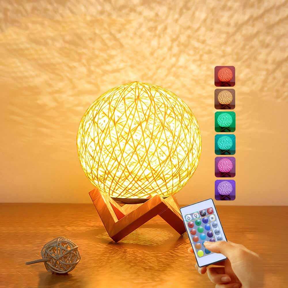 (BISA COD) FTIHSHP Ahomeone Lampu Tidur Bola USB 3D Night Light Lamp RGB 15cm with Remote - OU13