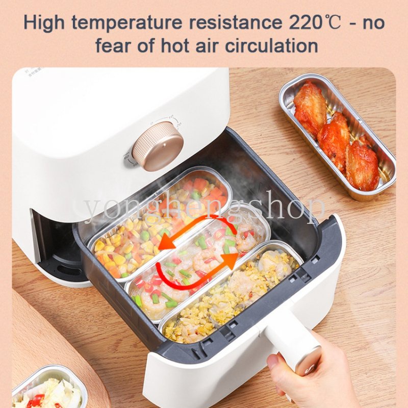 5pcs/set Kotak Kaleng Aluminium Foil Tahan Minyak Persegi Panjang BBQ Drip Tray Air Fryer Non-Stick Liner Kue Pastry Makanan Panci Kukus Dapur Baking Aksesoris