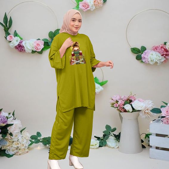 SETCEL OVERSIZE WANITA DTF CEWEK KACAMATA / SETELAN CELANA OVERSIZE