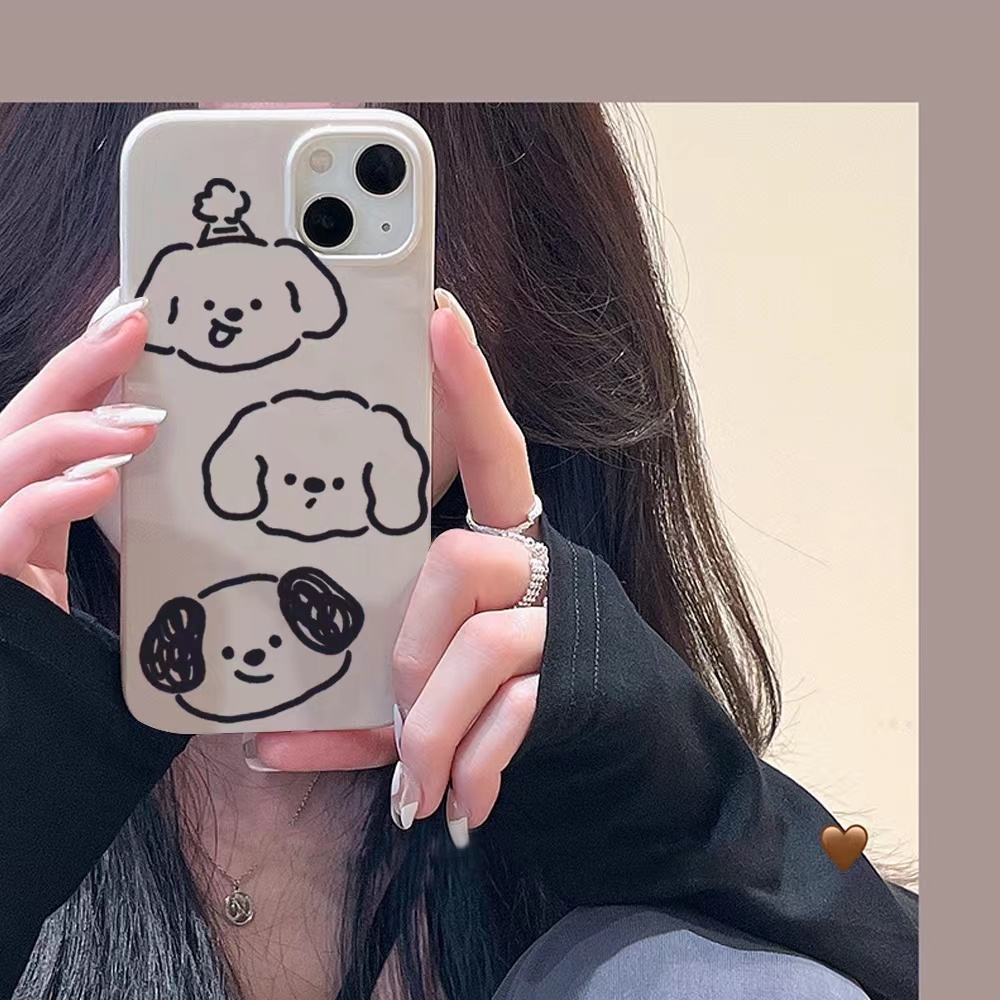 Ins Top Topi Graffiti Dog Cocok Untuk Iphone14 14pro 14plus 13 13pro 13prm iPhone 11 7Plus 8Plus Xr XS 13 12 Pro Max Empat Sudut Casing Ponsel Tahan Guncangan