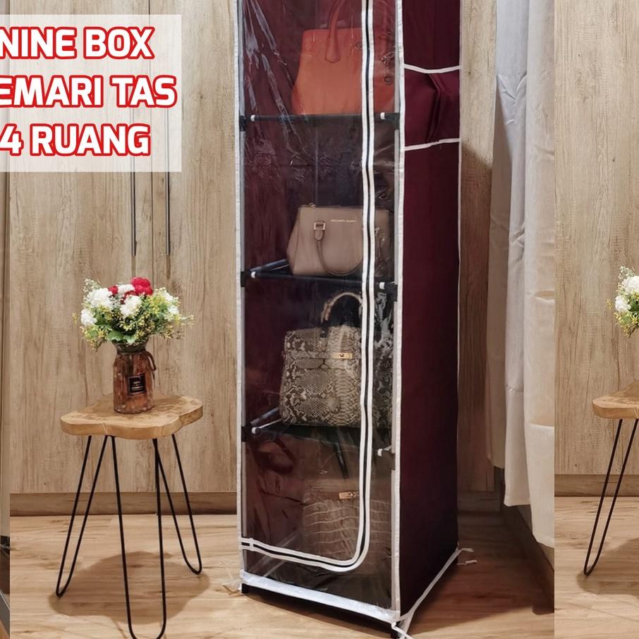 ➦ NINE BOX RAK TAS / LEMARI TAS / RAK SERBAGUNA / RAK TAS ANTI DEBU / LEMARI PAKAIAN LIPAT ♥