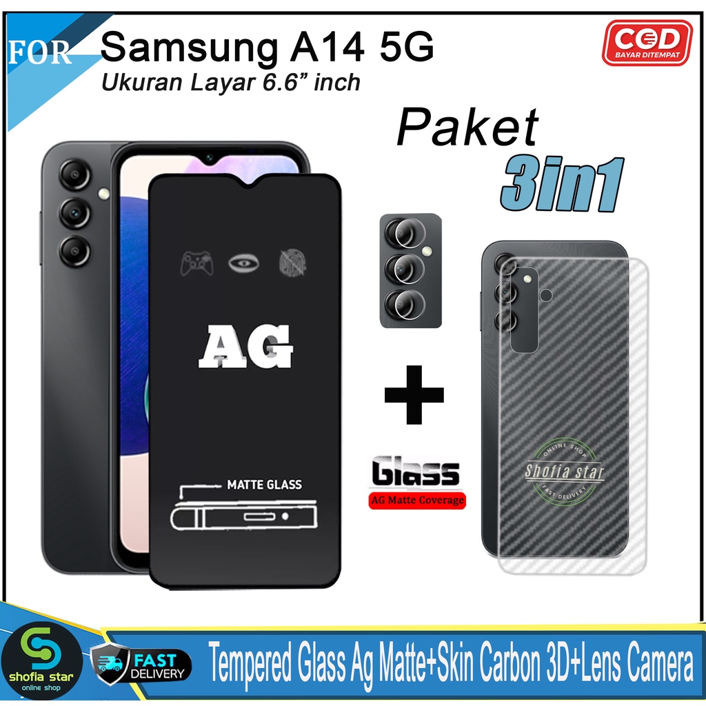 Promo 3in1 Tempered Glass Privacy Samsung A14 5G M14 5G A54 5G A13 4G/5G A32 A23 4G/5G A24 4G A34 5G Anti Gores Anti Spy Full Layar