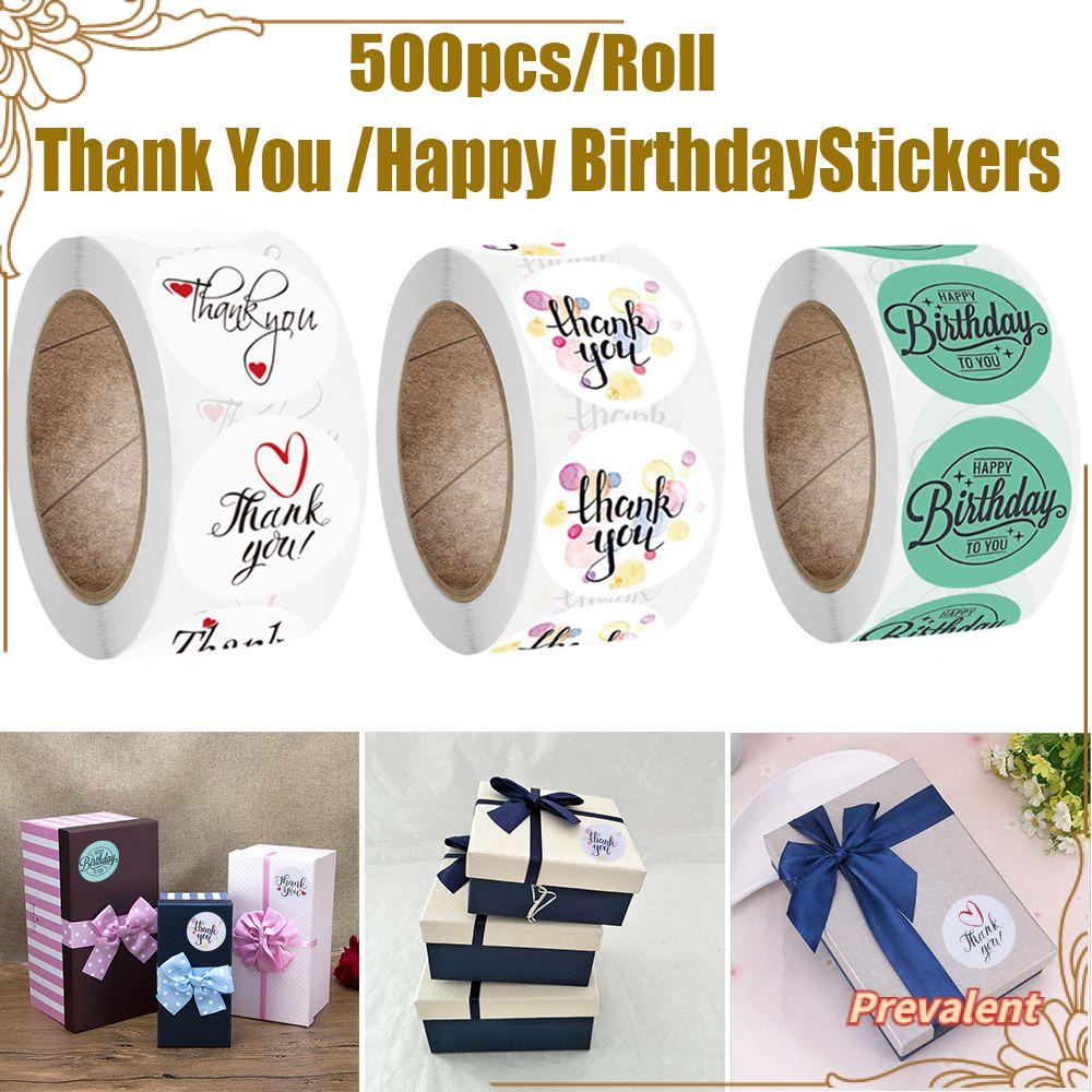 Preva 500PCS/Roll Stiker Thank You Kemasan Hadiah Pernikahan Amplop Segel Perlengkapan Pesta Kertas Sealing Label