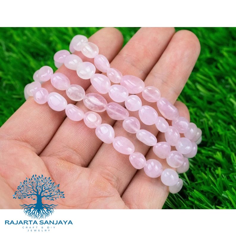 Gelang Batu Kristal Tumbled Alam Cinta Rose Quartz Untuk Energi Cinta