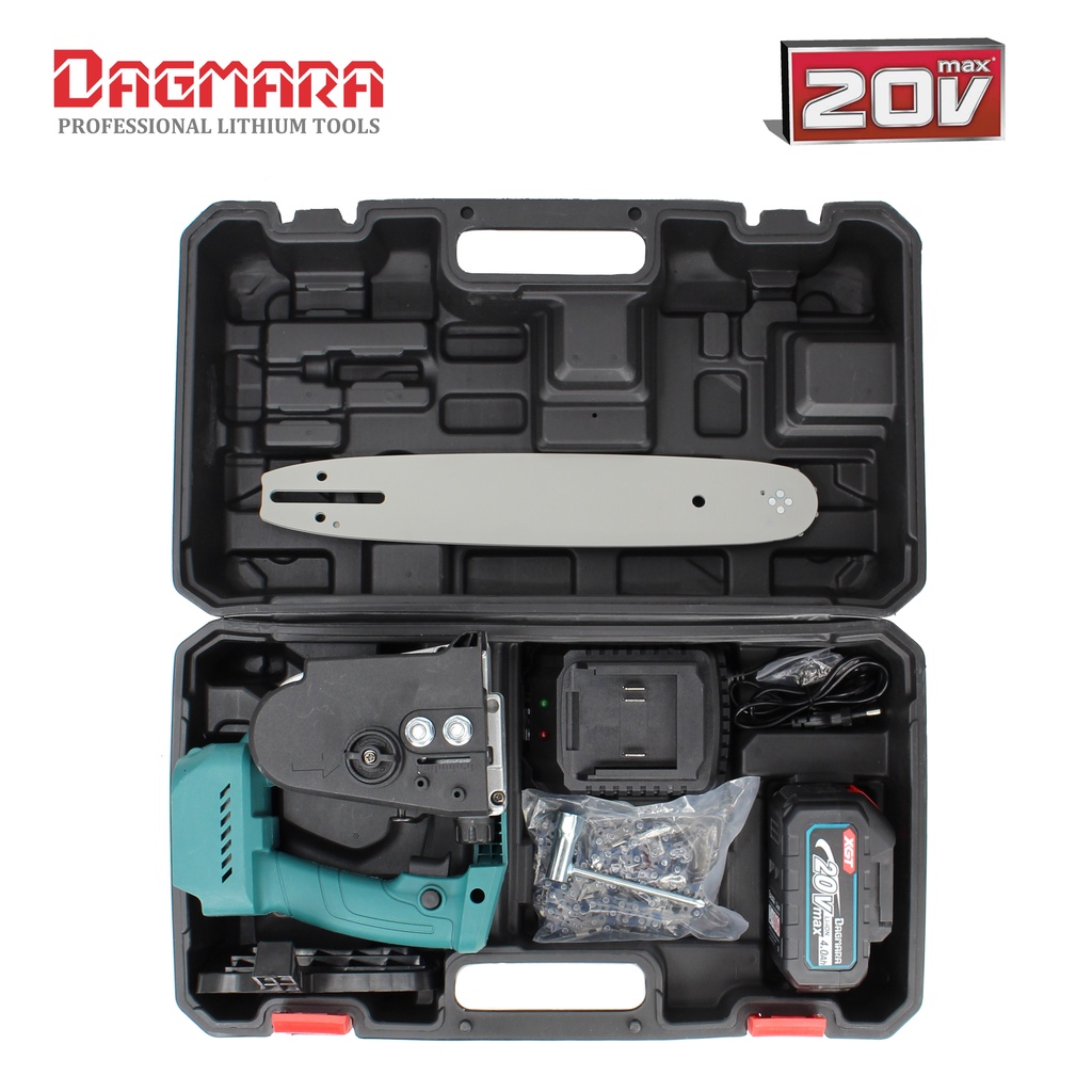 DAGMARA Chainsaw Gergaji Rantai Elektrik Mini 12 Inch Portable Genggam Lithium 20 Volt Chain Saw