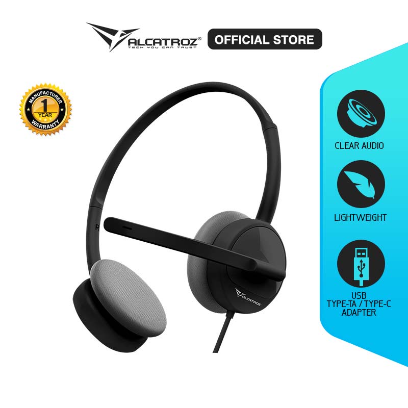 Headset Microphone Alcatroz XP 1U Headphone Office Sekolah Gaming