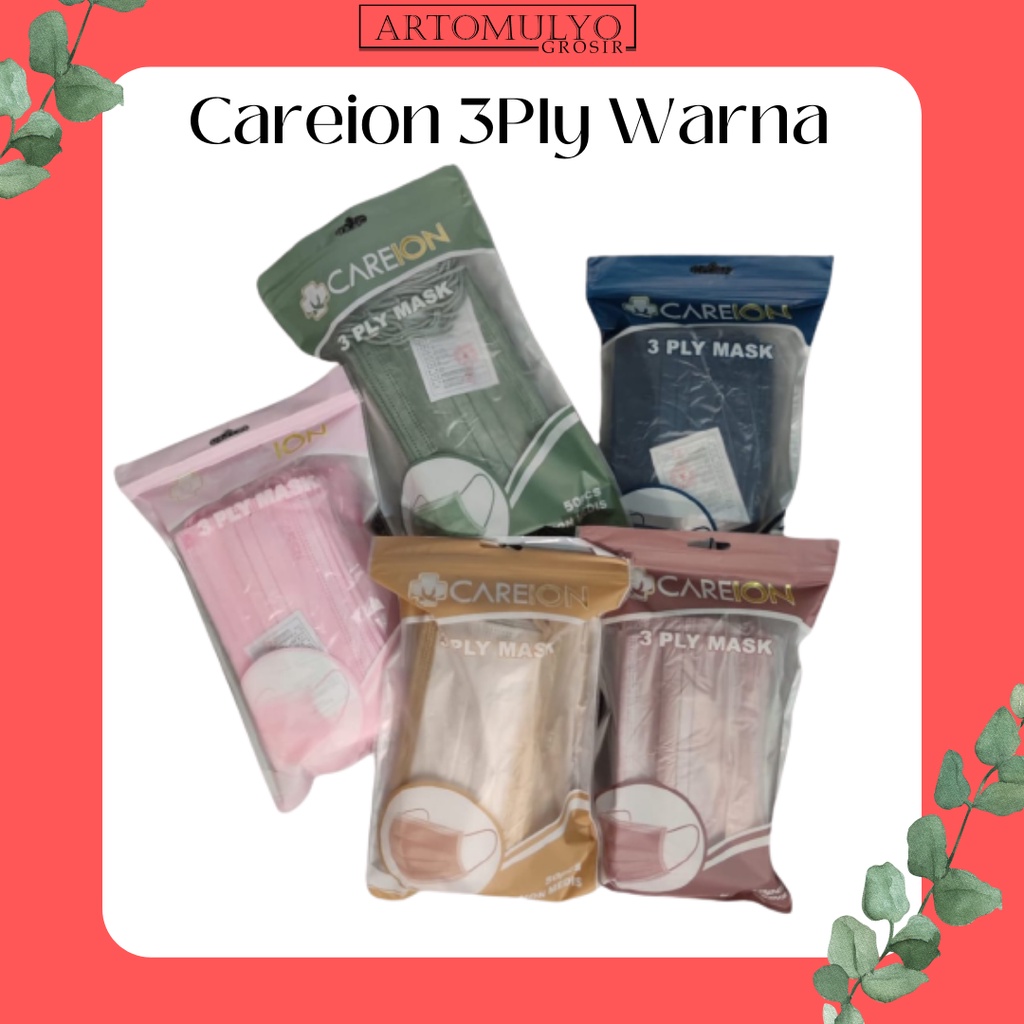 MASKER MOUSON CAREION 3PLY 3 PLY PRO WARNA WARNI ISI 50 PCS ORIGINAL