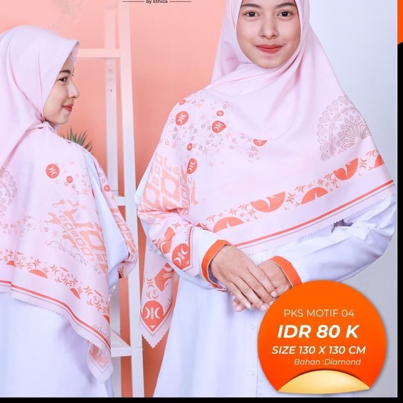 ✥ HIJAB MOTIF JUMBO SEGI EMPAT - HIJAB PARTAI PKS - PKS MERCHANDISE - PKS MOTIF 004 by ETHICA ✴