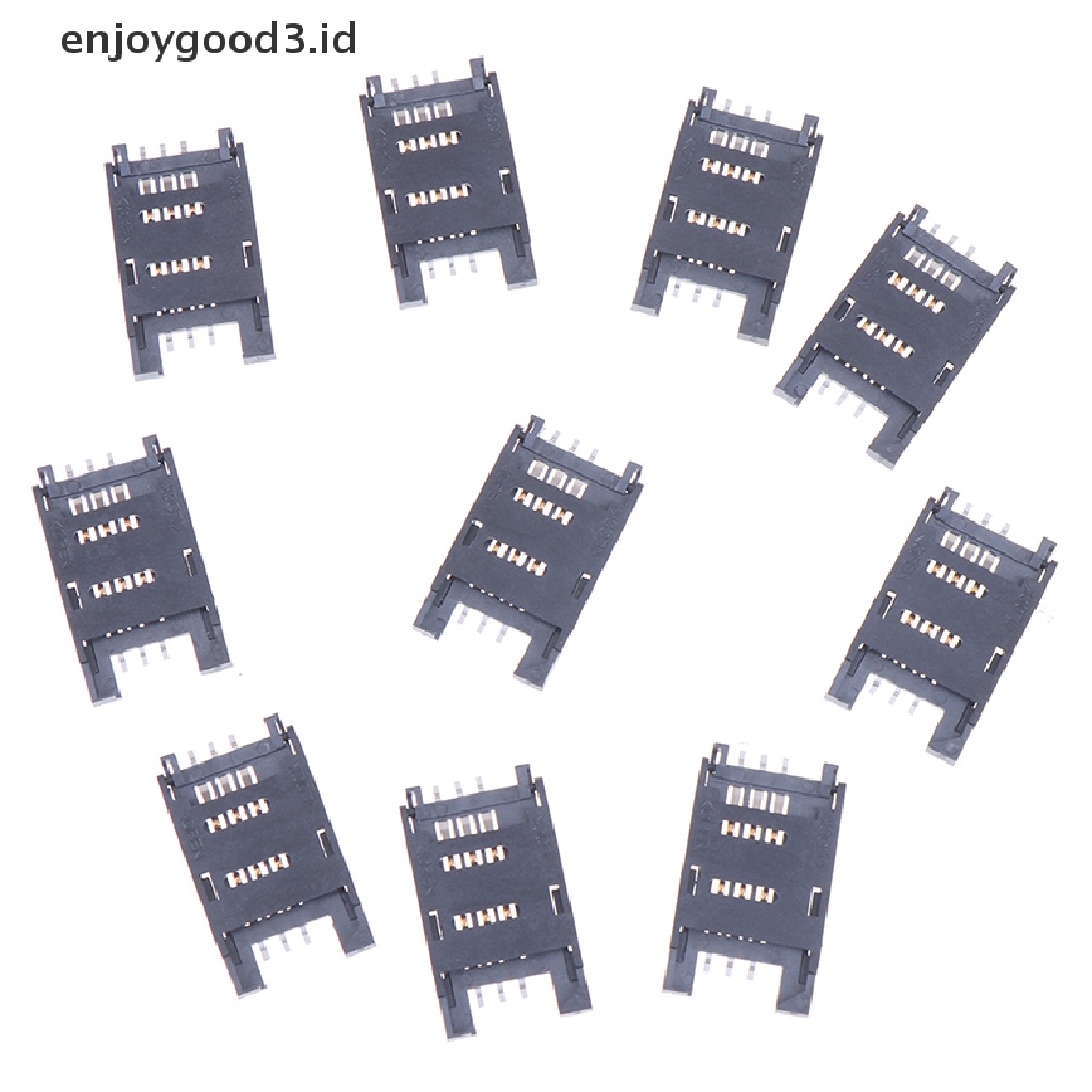 [Rready Stock] 10PCS Holder Kartu SIM 6PIN Soket Kartu SIM Card Slot Konektor Untuk Telepon (ID)