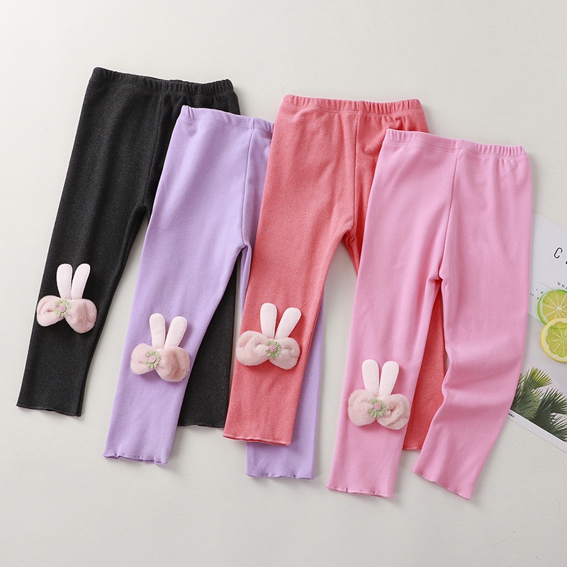 (LGM) Legging Polos Hias Kelinci Anak Perempuan Tebal Import