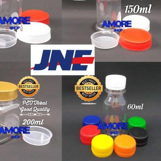 

☇ JNE - Botol Plastik Zamzam / Toples Plastik Sambal, Bumbu, Coklat, Kue 60ml 150ml 200ml ✮