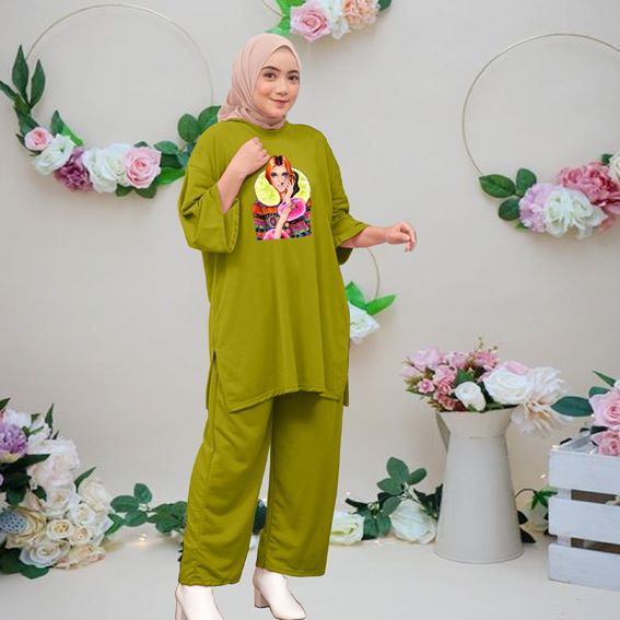 SETCEL OVERSIZE WANITA DTF CEWEK SHALL / SETELAN CELANA OVERSIZE TERBARU