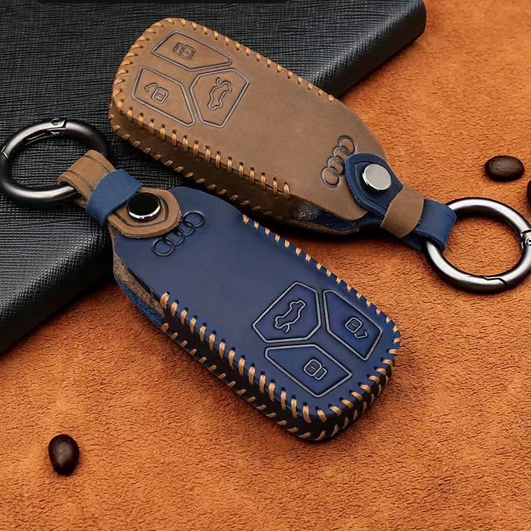 Leather Audi A1 A3 A4 A5 Q7 A6 C5 C6 Gantungan Kunci Lipat Aksesoris Pemodelan Mobil Leather Car Key Case Set